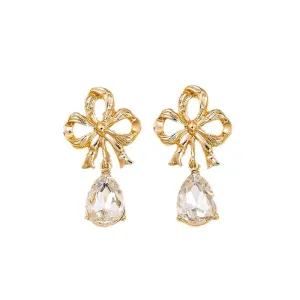 Elegant Retro European Style Hollow Bow Earrings for Women