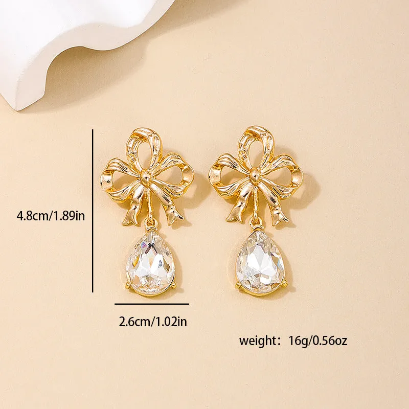 Elegant Retro European Style Hollow Bow Earrings for Women