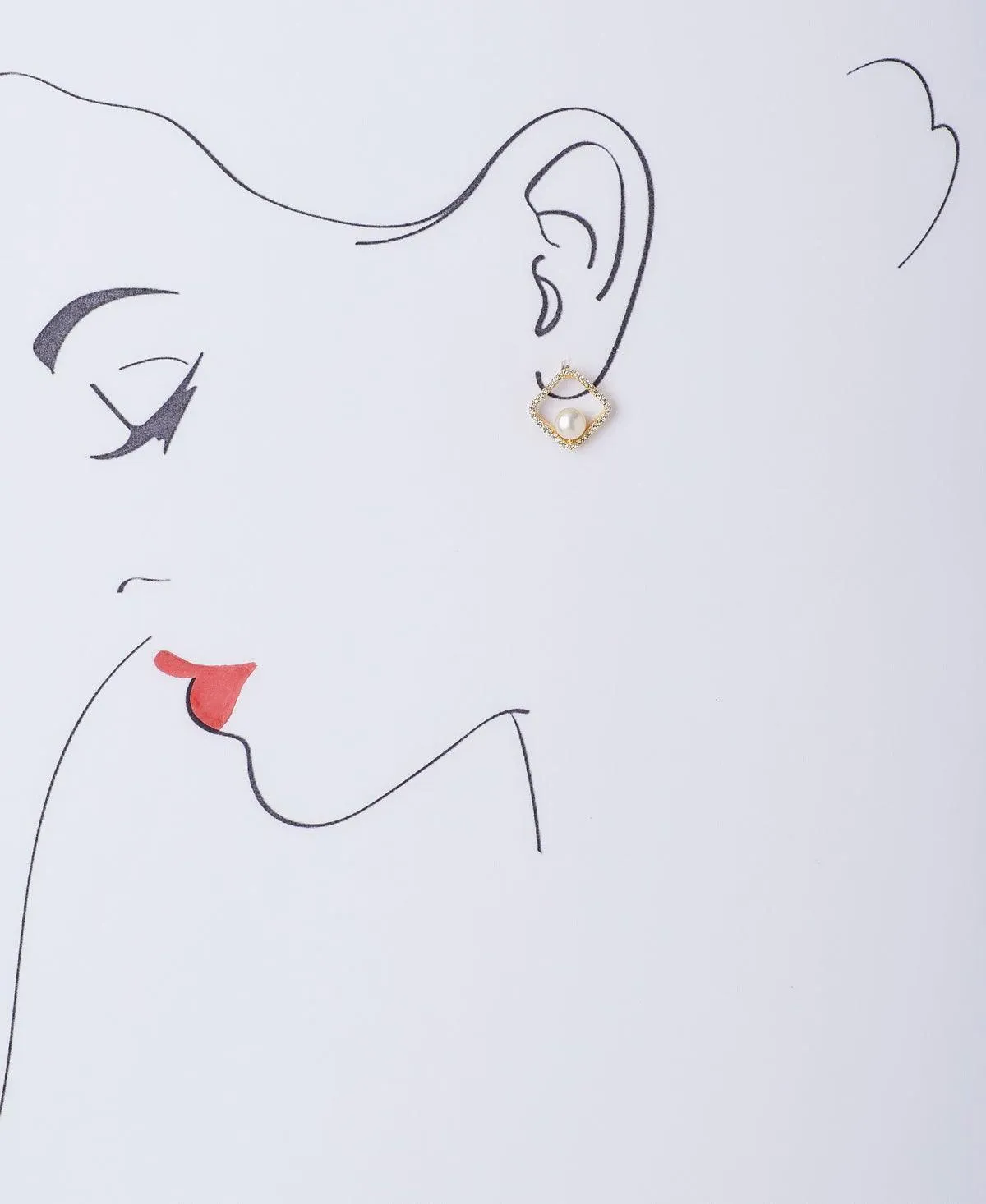 Elegant Stone Studded Pearl Earring