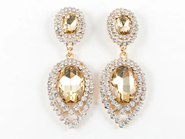 Fancy Elegant Oval Drop Topaz Fashion Earrings