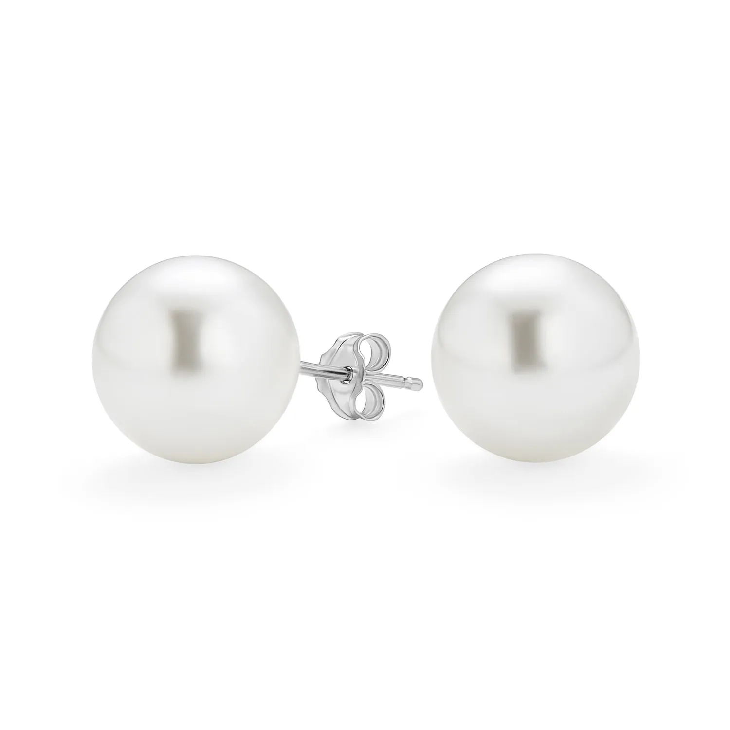 Fashion Bridal Drop Ball Earrings with Simulated Pearl Studs in Sterling Silver