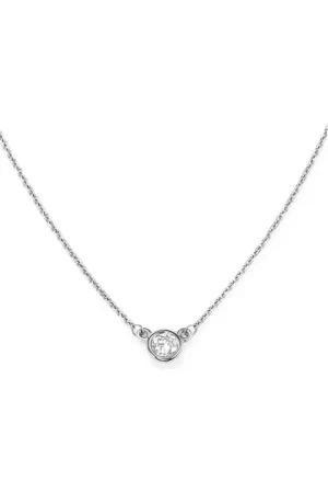 FC Creations Necklace 14K Gold Diamond Bezel Necklace  | White Gold 0.22 Carats