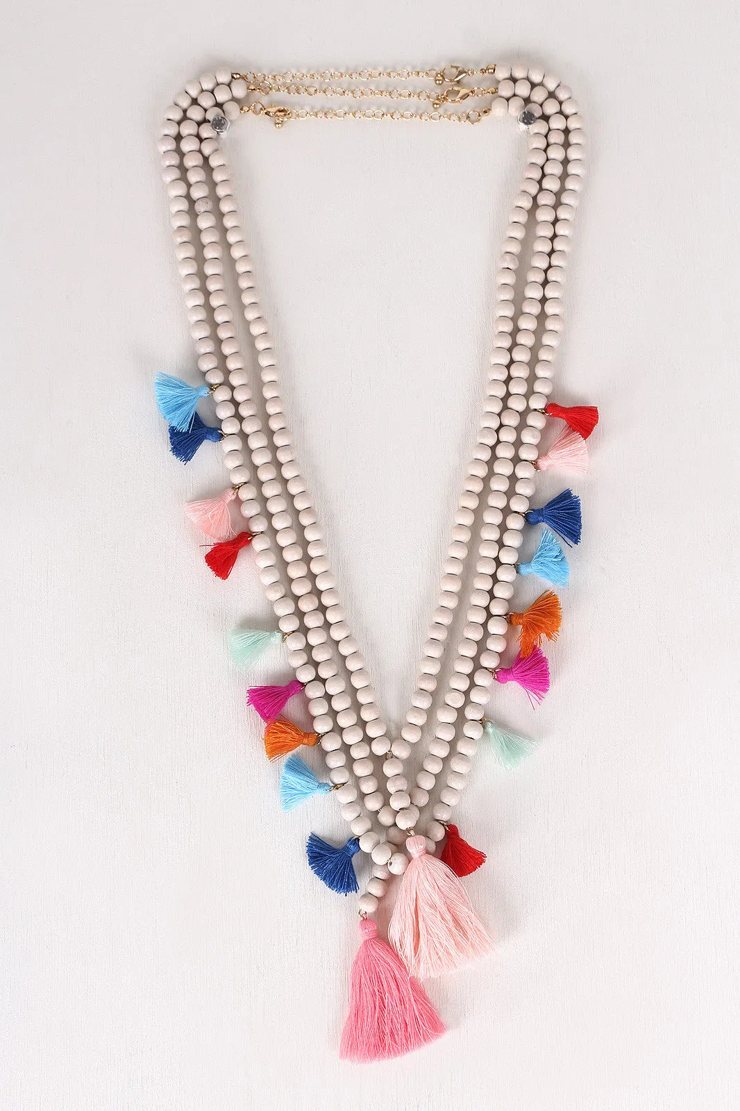 Festive Beaded Tassel Necklace Set