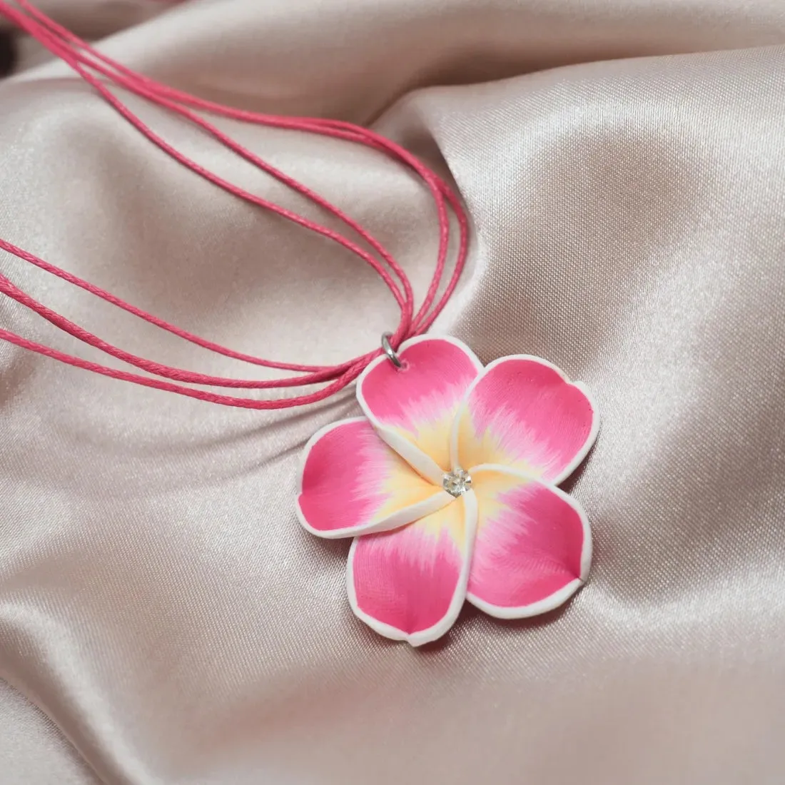 Flirty Plumeria Pink Pendant Hawaiian Necklace