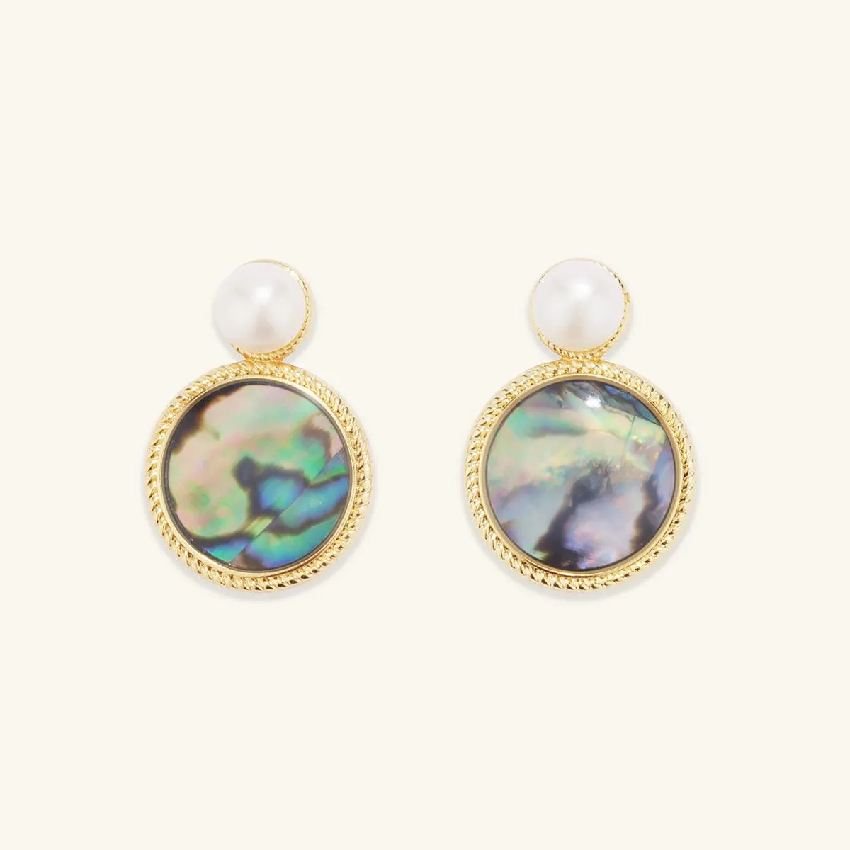 Freshwater Pearl & Abalone Shell Drop Earrings