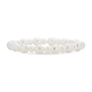 Genuine Baroque White Freshwater Pearl Stretch Bracelet Stackable Irregular Shape