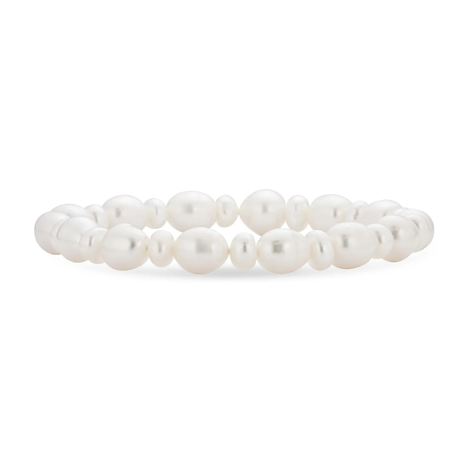 Genuine Baroque White Freshwater Pearl Stretch Bracelet Stackable Irregular Shape