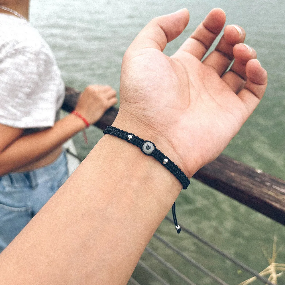 Glow in Dark Name Initial Bracelets Set for Couples