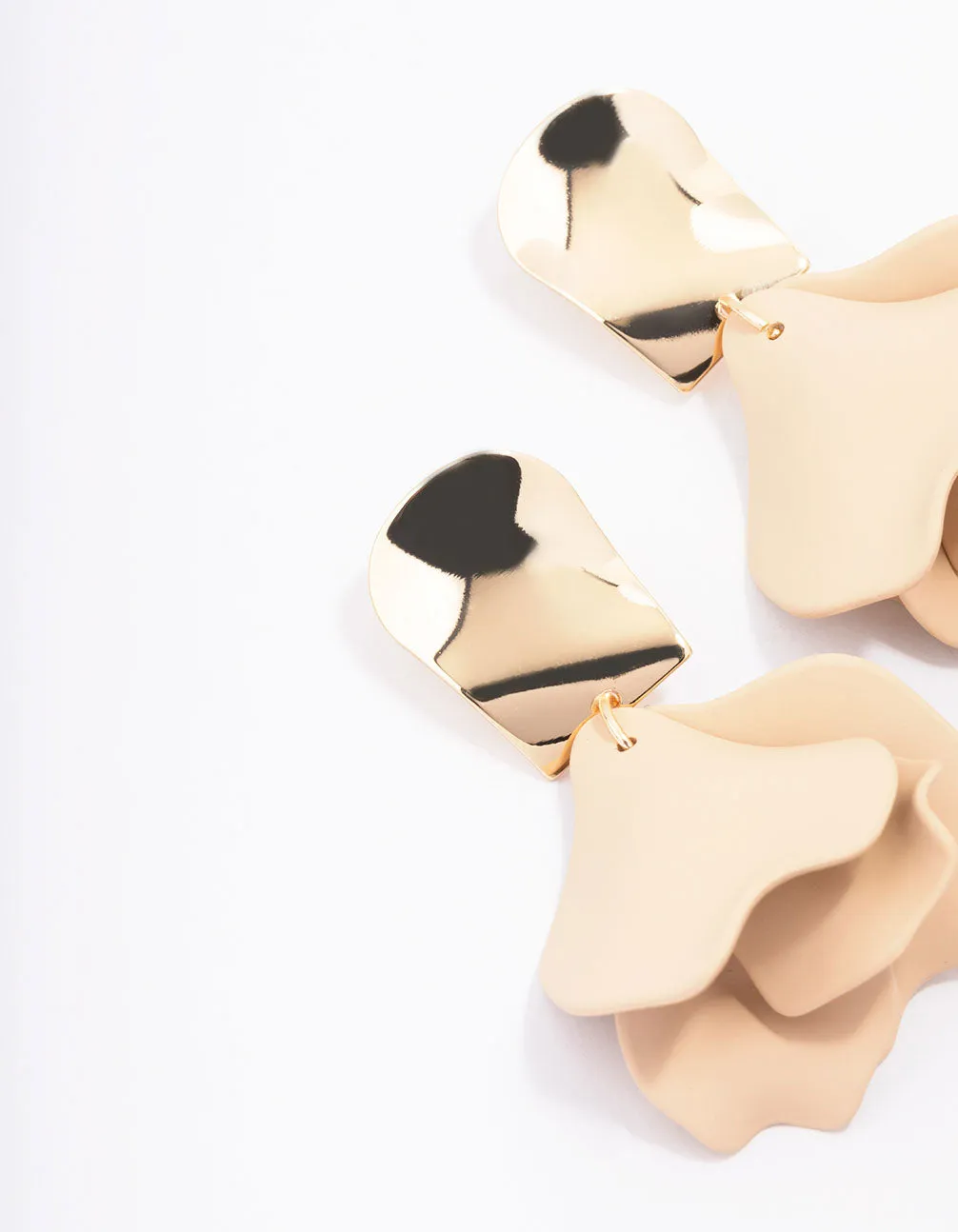 Gold Acrylic Neutral Petal Drop Earrings