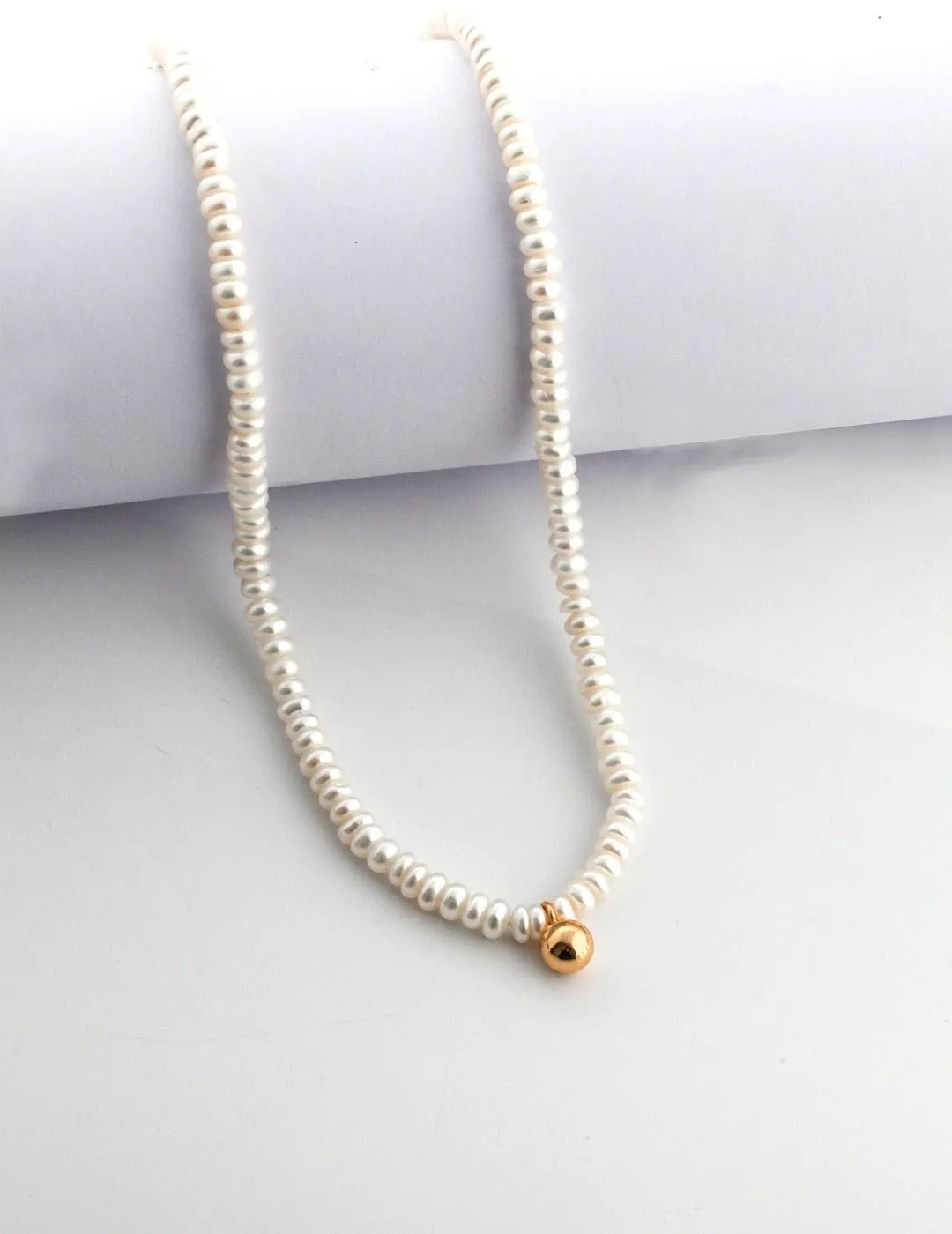 Gold Bead Pendant Pearl Necklace