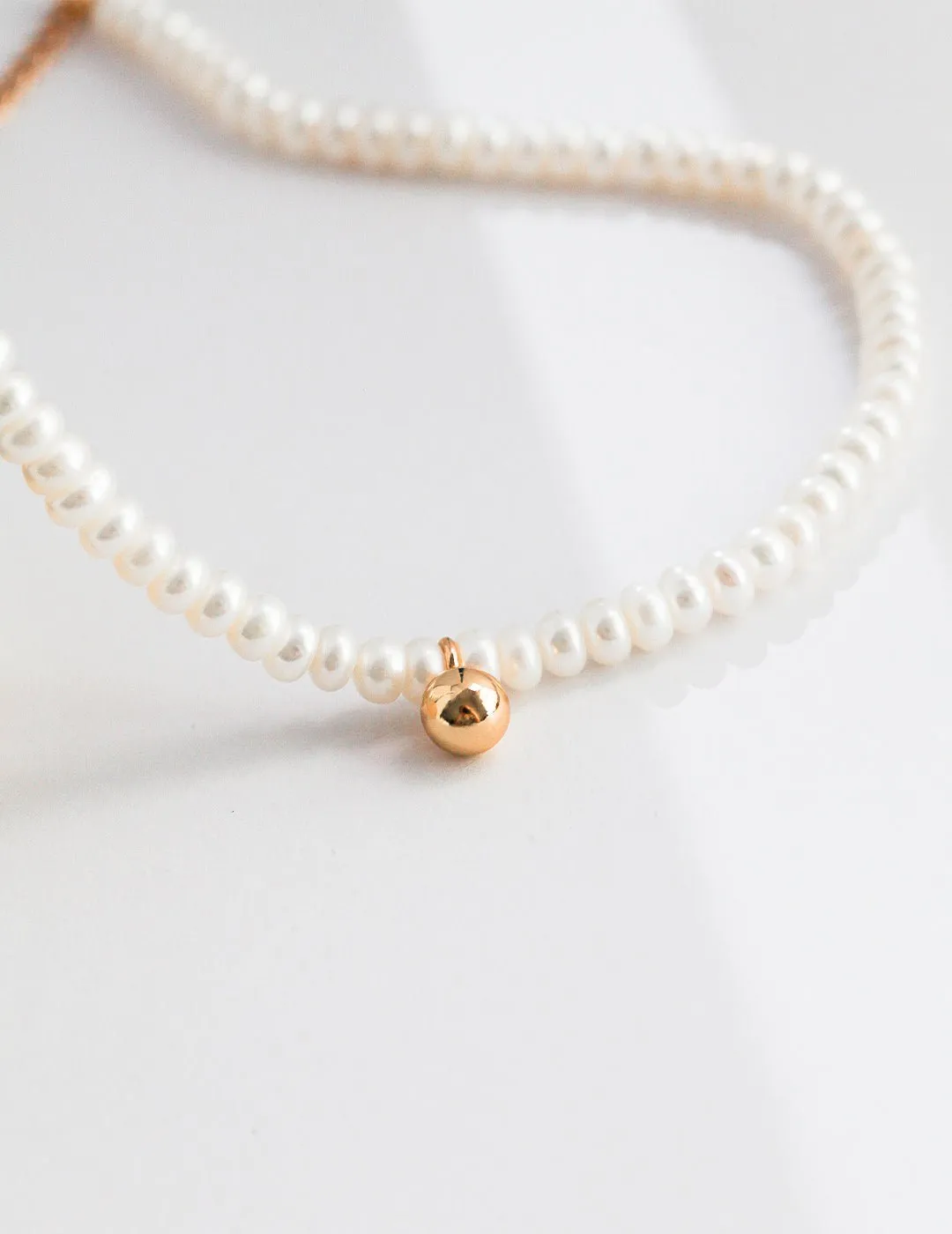 Gold Bead Pendant Pearl Necklace