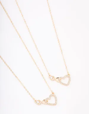 Gold Diamante Infinity & Heart Necklace Pack