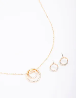 Gold Double Open Circle Jewelley Set