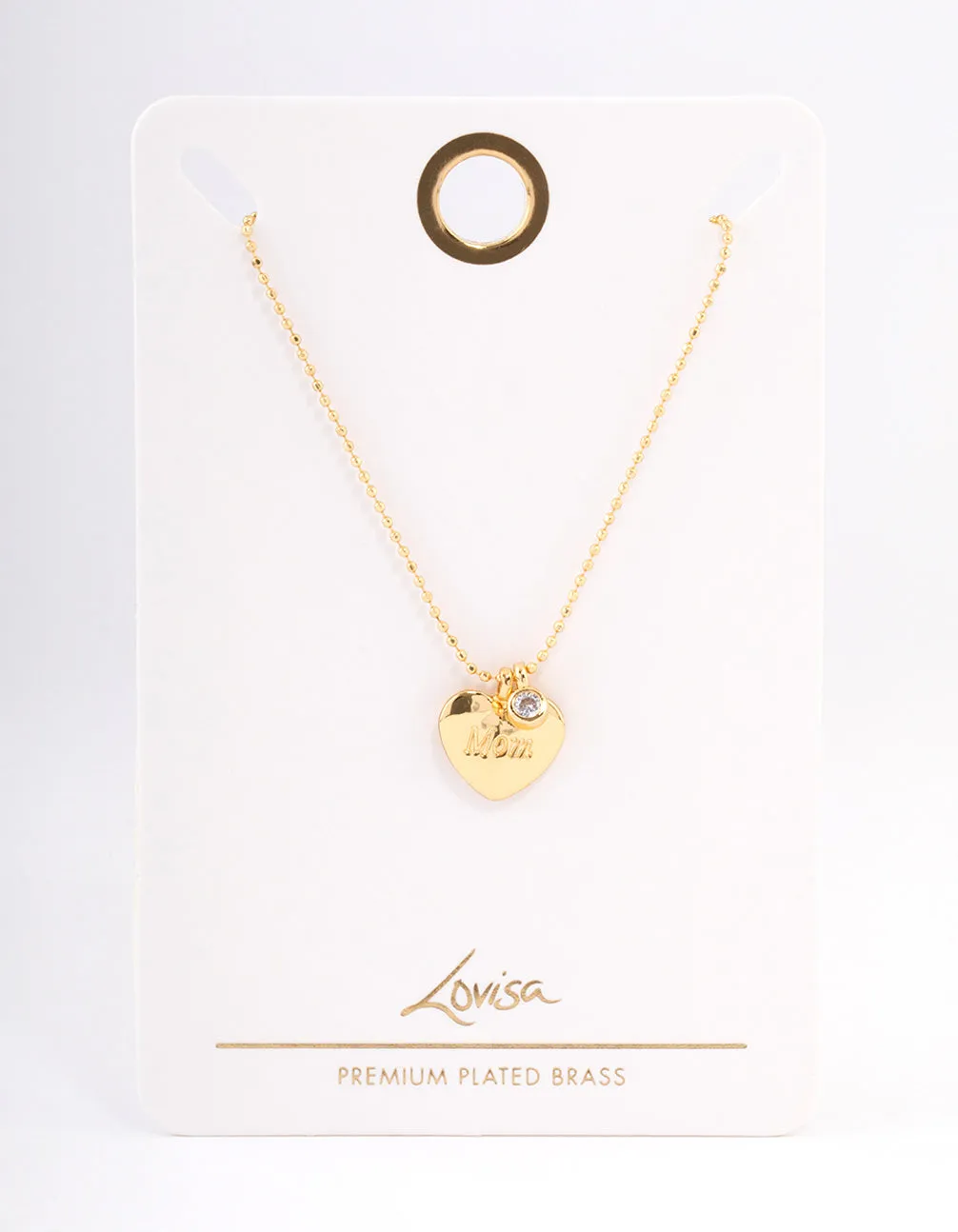 Gold Plated 'Mum' Heart Cubic Zirconia Necklace