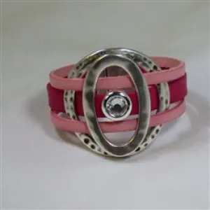 Handcrafted Pink Leather Cuff Bracelet Unique Bold Design