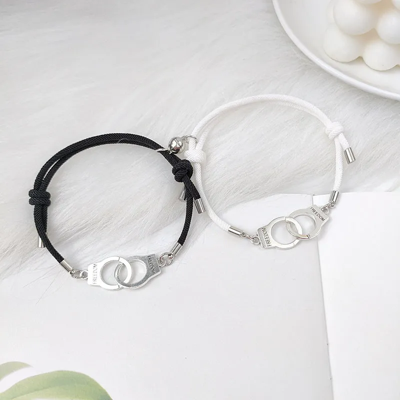 Handcuffs Connecting Couple Bracelets Set