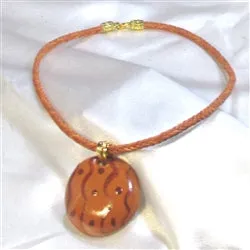 Handmade Rust Kazuri Pendant Necklace