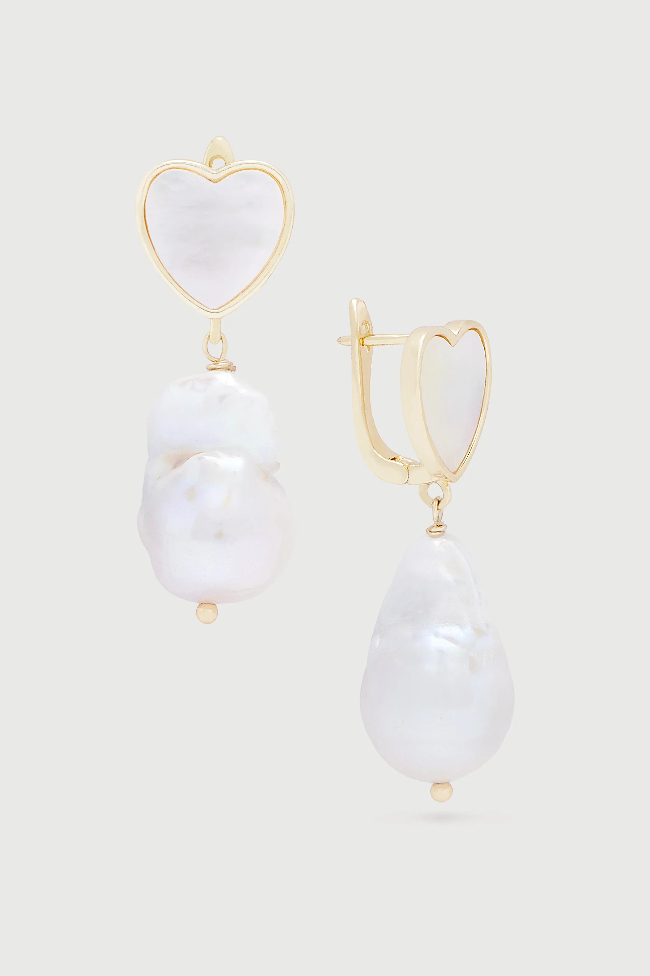 Heart Pearl Drop Dangle Earrings