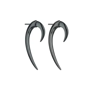 Hook Size 1 Earrings - Silver Black Rhodium