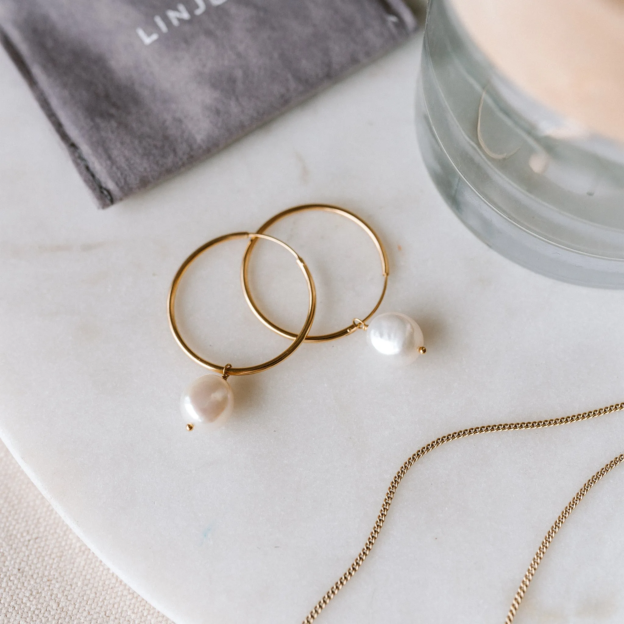 Hoop Earrings with Pearl - Rebecca