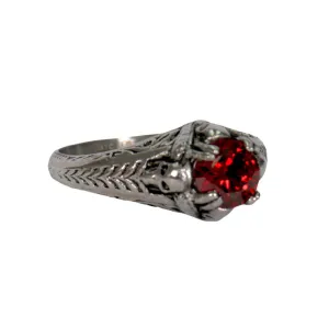 Hot Leathers JWR1125 Women's Red 'Stone Solitaire' Stainless Steel Ring