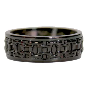 Hot Leathers JWR2139 Men's Black 'Bike Chain' Stainless Steel Ring