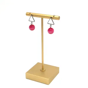 Hot Pink Moonglow Mod Tree Earrings - Silver