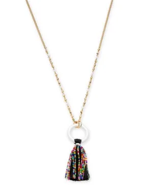 Inc Gold-Tone Beaded Tassel Pendant Necklace, 32   3 Extender