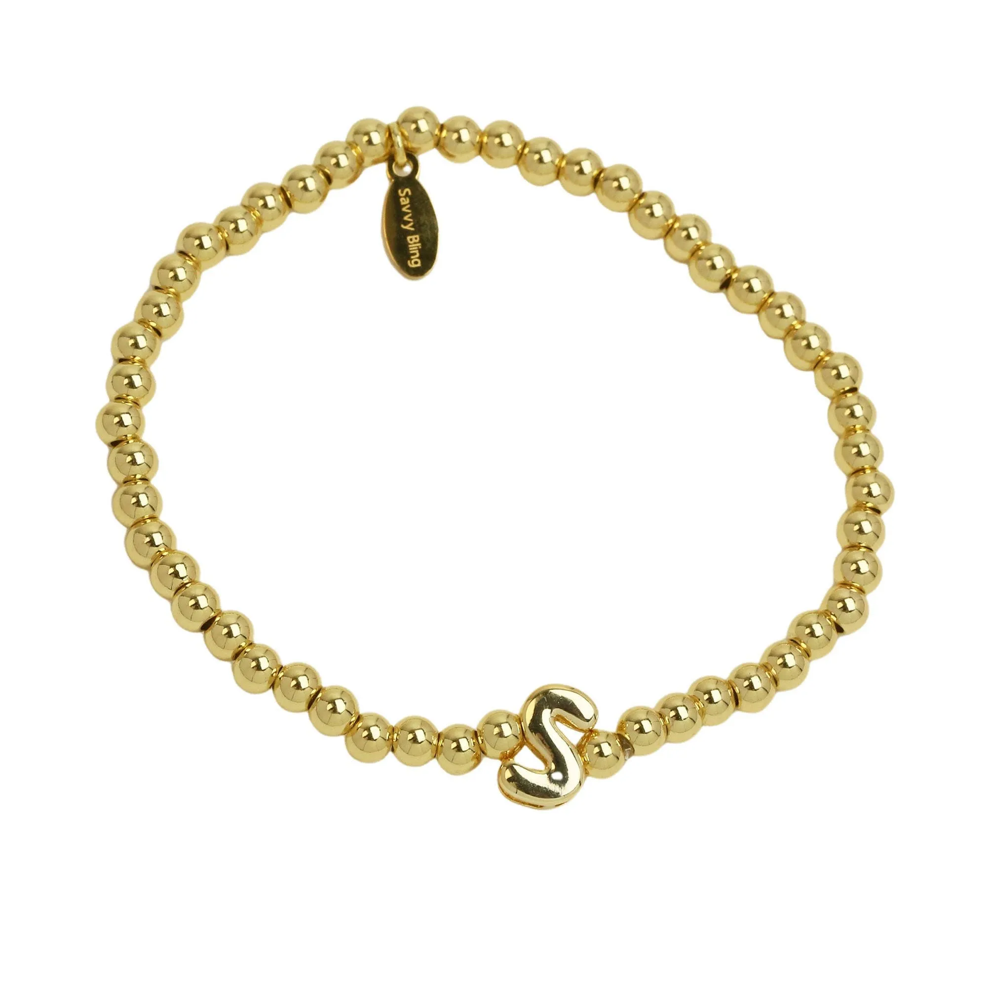 Initial Bubble Bracelet Gold Filled