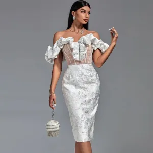 Ivory Elegance Ruffled Corset Dress