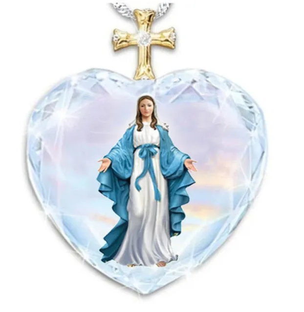 Jesus Christ Cross Pendant Necklaces Alloy Bead Long Chain Mens Women Virgin Mary Christian Fashion Jewelry Rosary Necklace