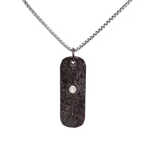 Keith Jack Sterling Silver Raw Diamond .07ctw Black Rhodium Dogtag Pendant