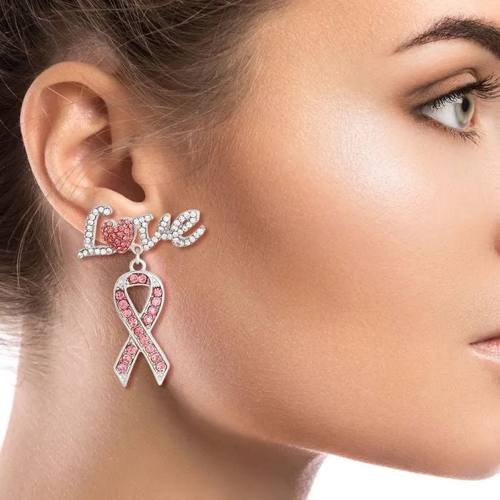 Love Heart Ribbon Earrings