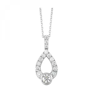 Love's Crossing Teardrop Pendant in 14k White Gold