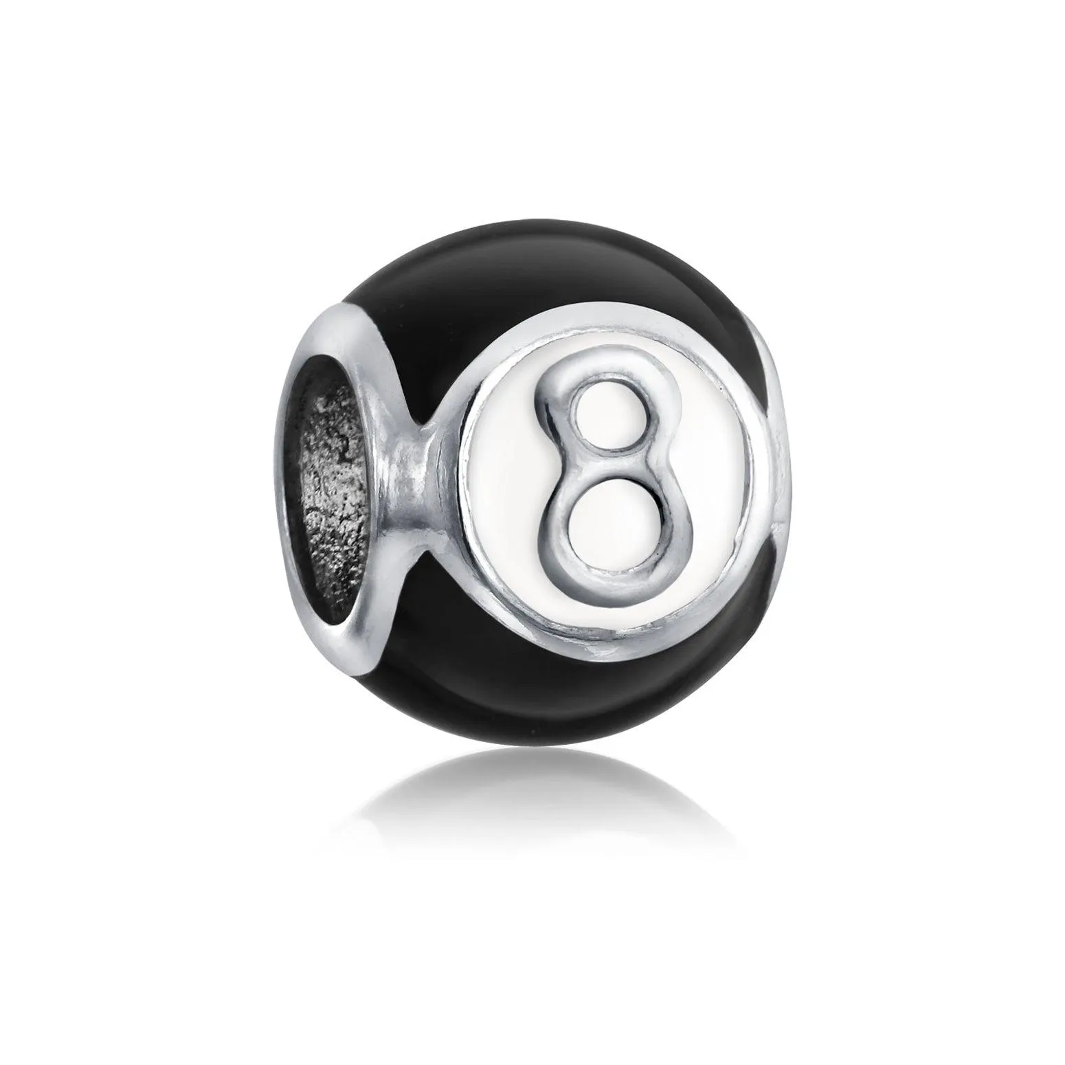 Lucky Pool Player 8 Ball Charm Bead Sterling Silver for European Bracelet