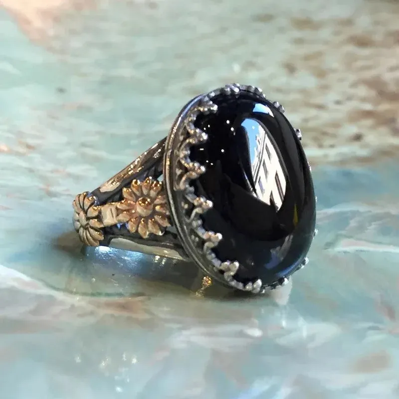 Luxury Black Women's Gemstone Ring