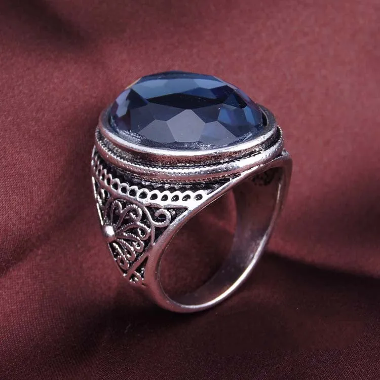 Luxury Purple Sapphire Ring Vintage Craft Flower Carved Fine Jewelry 925 Sterling Silver Rings For Women Lord Of Rings