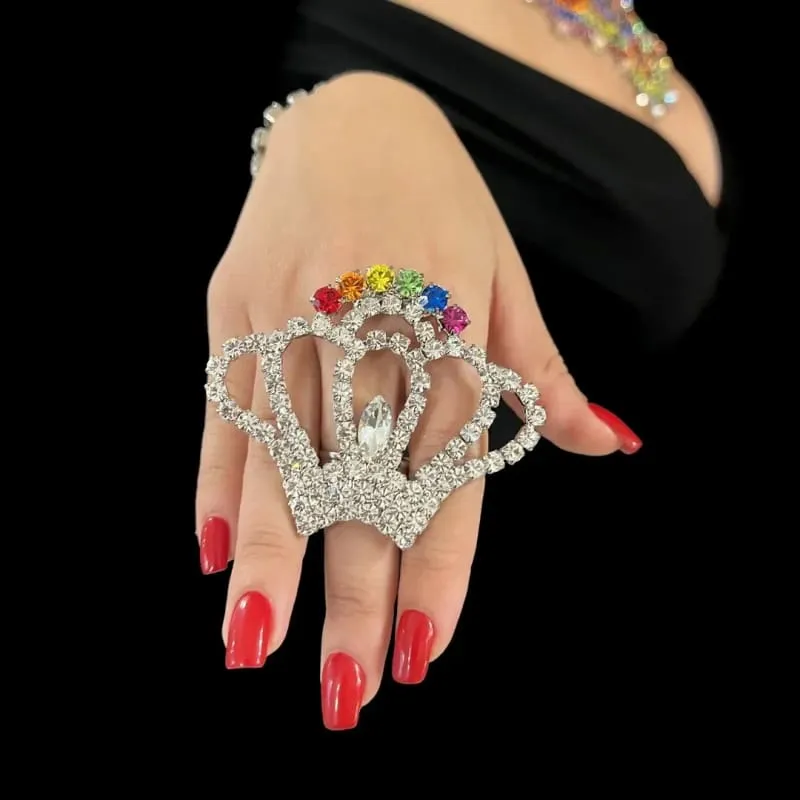 Luxury Rhinestone Oversized Adjustable Drag Queen Ring or Brooch