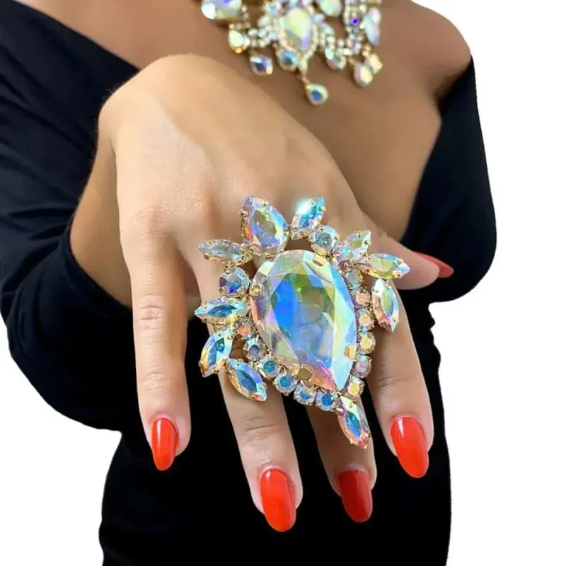 Luxury Rhinestone Oversized Adjustable Drag Queen Ring or Brooch