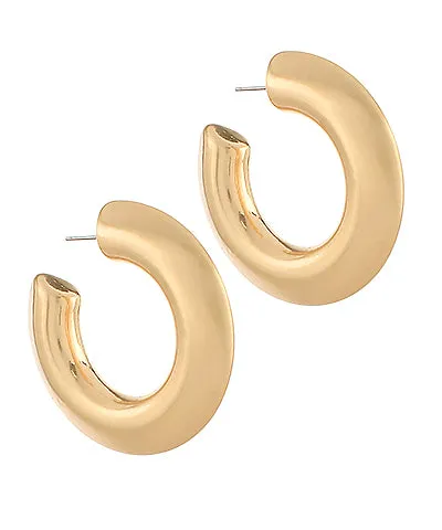 Martha Chunky Metal Tube Hoop Earrings