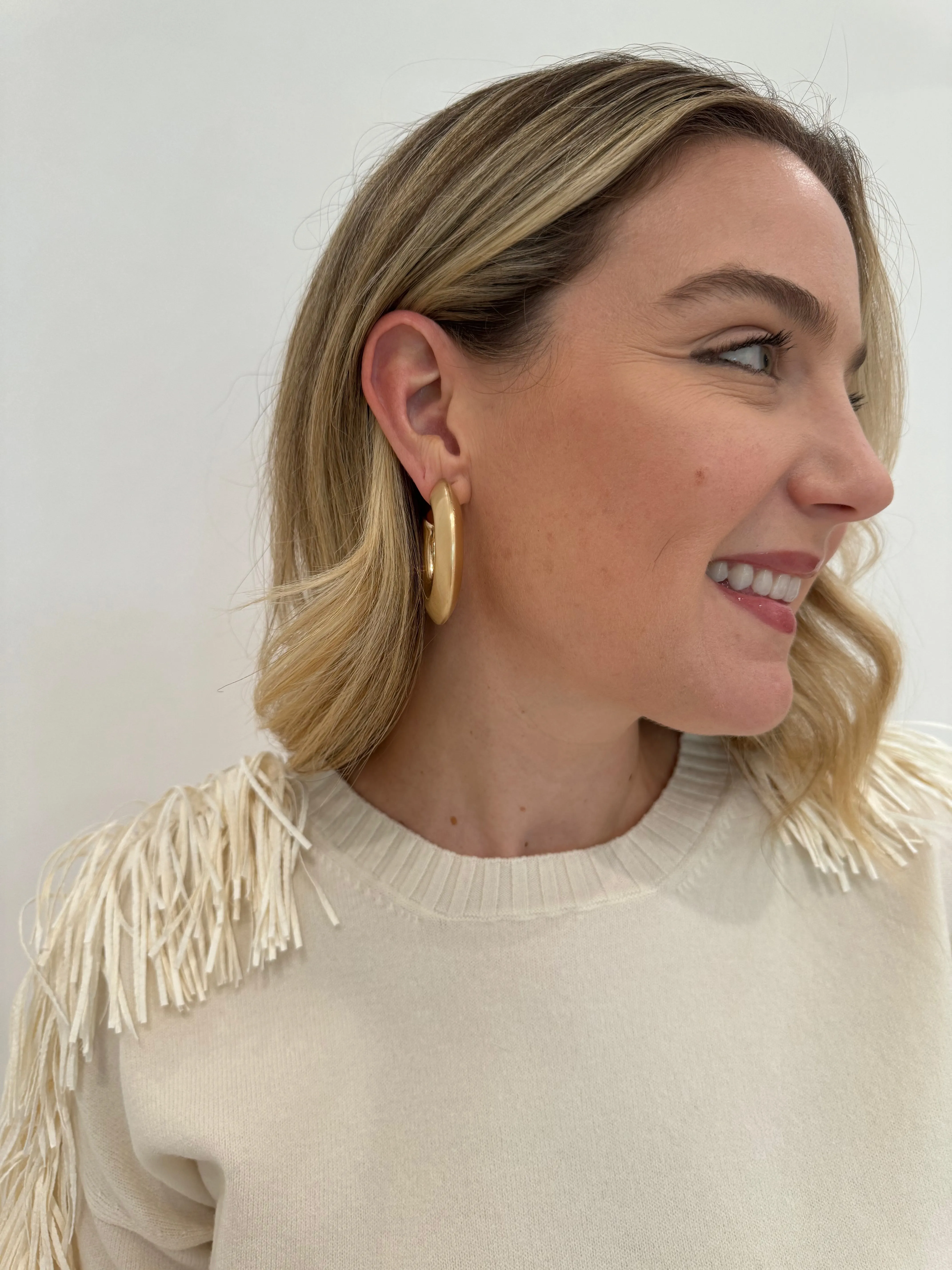 Martha Chunky Metal Tube Hoop Earrings