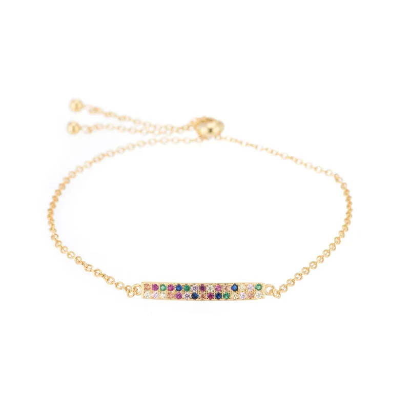 Melrose CZ Pavé Double Bar Bolo Bracelet