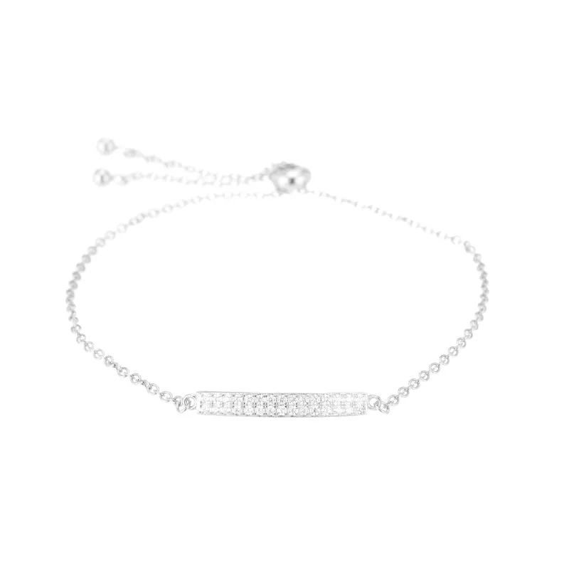 Melrose CZ Pavé Double Bar Bolo Bracelet