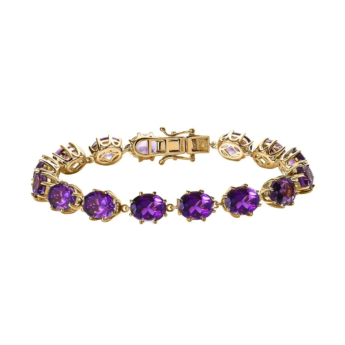 Natural Oval Cut Amethyst Vintage Statement Bracelet For Women - 14k Gold Vermeil Amethyst Bracelet