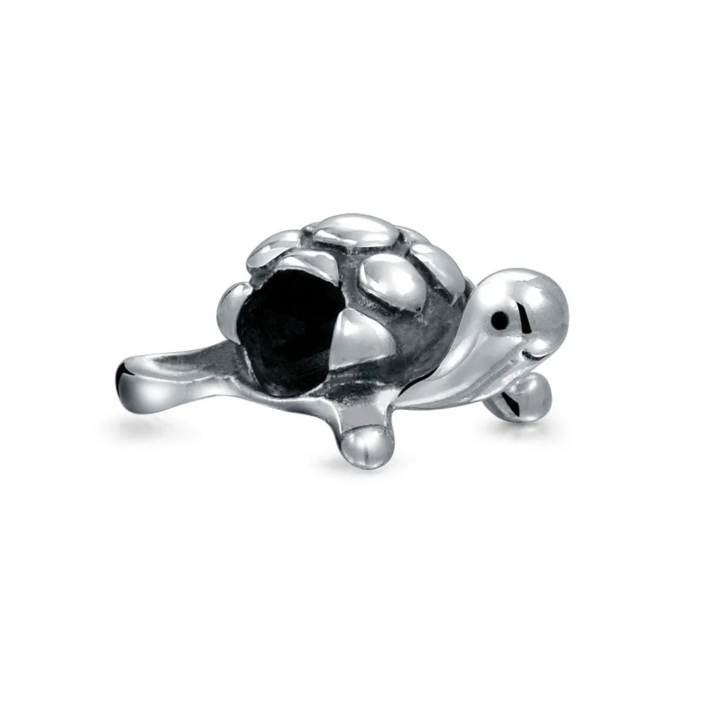 Nautical Tropical Sea Turtle Charm Bead Sterling Silver for European Bracelet