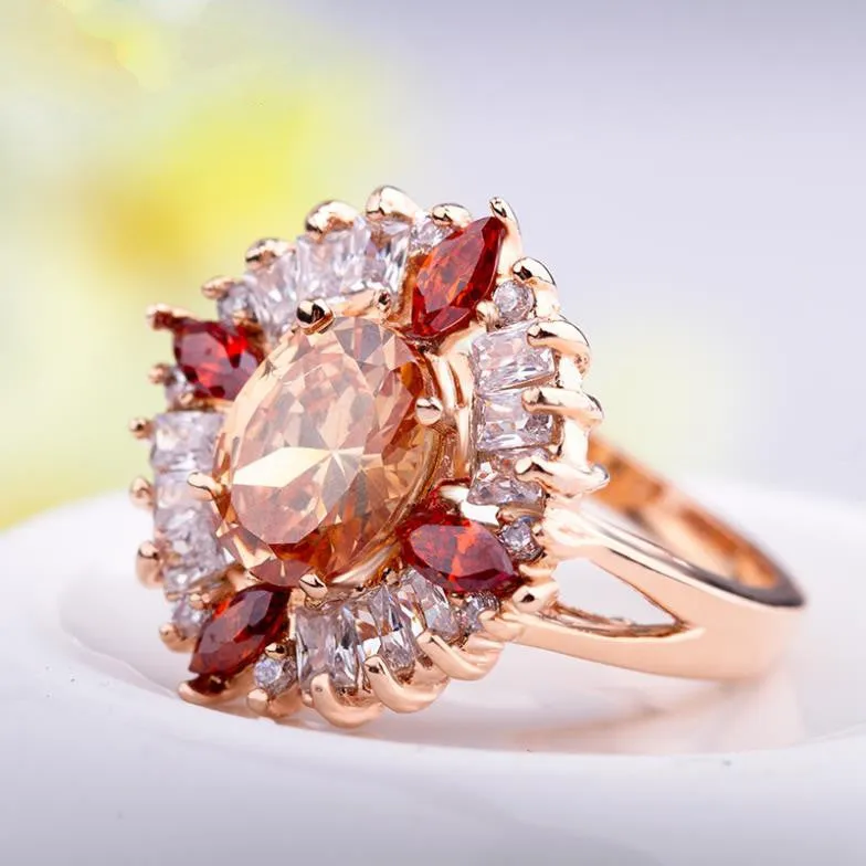 New 18K Gold Plated Finger Rings with Zircon for Women Wedding Luxury Jewelry