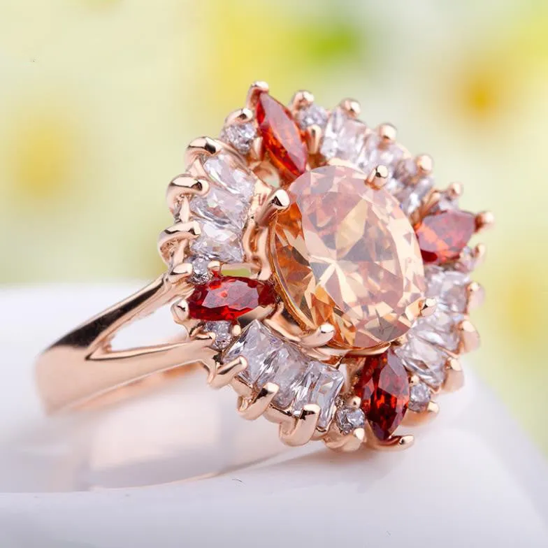 New 18K Gold Plated Finger Rings with Zircon for Women Wedding Luxury Jewelry