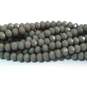 Opaque Solid Color Glass Beads Strands, Faceted, Rondelle, Gray, 6x5mm, Hole: 1mm; about 80pcs/strand, 16~16.5"(42.5~43.75cm)