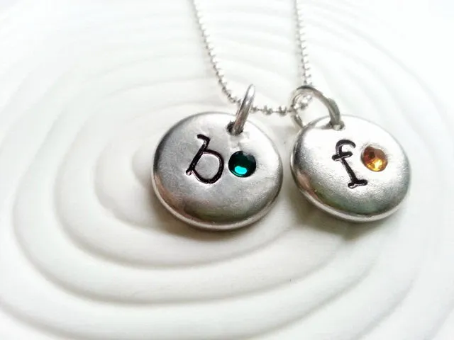 Oversized Typewriter Initial Necklace | Birthstone Mother's Necklace