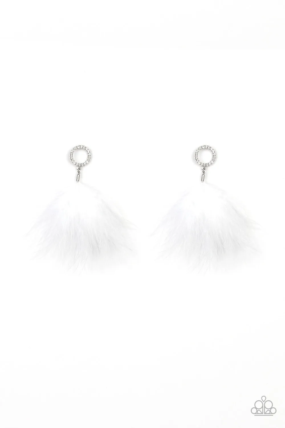 Paparazzi BOA Down Earrings White